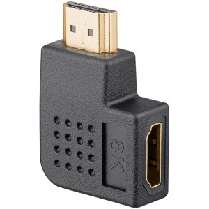 Adaptateur HDMI™ Coudé 90° Horizontal, 8K @ 60 Hz, Plaqué Or