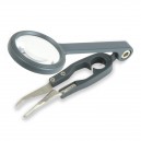 4.5x Fish'n Grip Magnifier with Attached Tweezers. Hook Cleaner.   Line Cutter